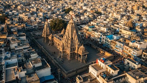 Aerial View of Swaminarayan Temple Complex in Ahmedabad India.