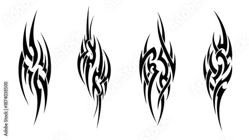 Black Tribal Tattoo Designs on White.