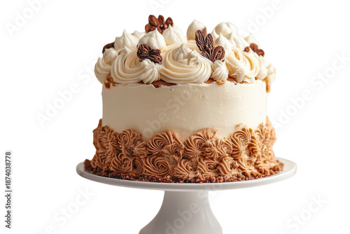 Homemade carrot cake dessert on bright white backdrop isolated on transparent background