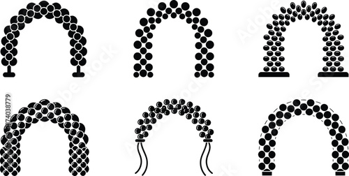 Collection of diverse balloon arch designs for party and event decoration elements