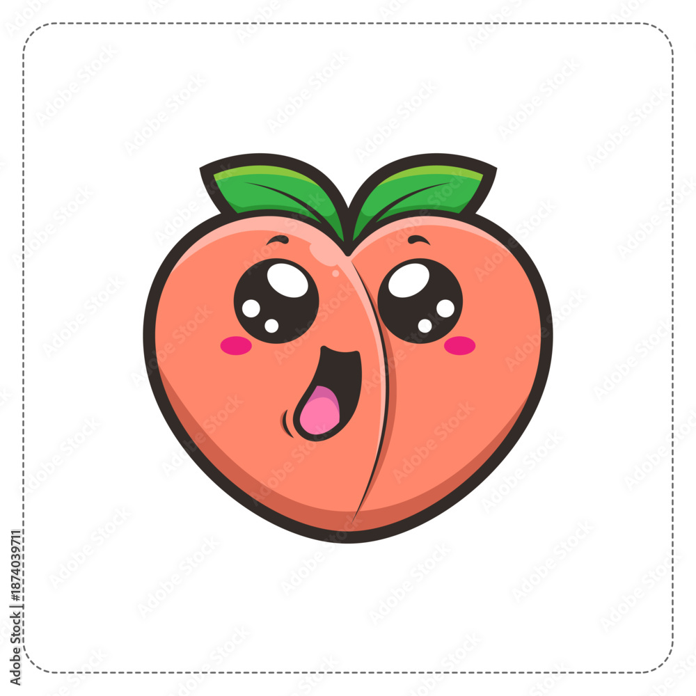 custom made wallpaper toronto digitalCute Peach Fruit Cartoon for Sticker and Logo