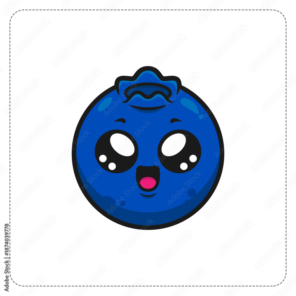 Fototapeta premium Cute Blue Berry Fruit Cartoon for Sticker and Logo
