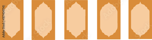 vector illustration of a set of Modern Design Featuring Doors, Mosque Domes, and Lanterns.