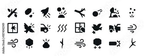 Abstract black and white weather icons set for forecast representation