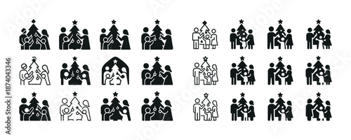 Family christmas icons: celebrating togetherness in black and white