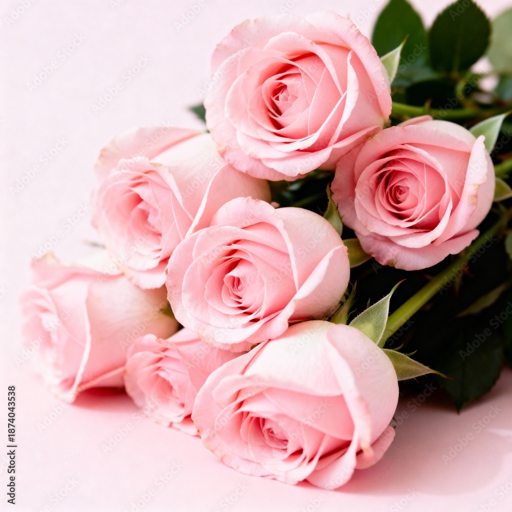 Fototapeta premium Soft Pink Roses Valentine Bouquet
