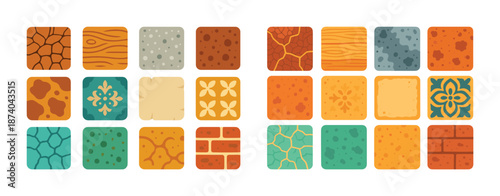 Colorful mosaic tiles set with varied patterns and textures