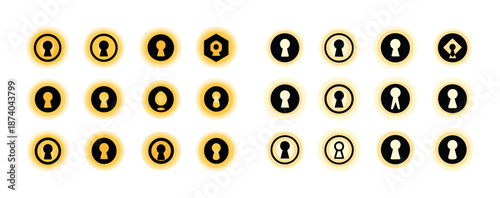 Collection of keyhole icons in various styles and shapes