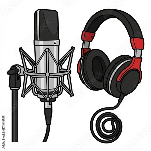 headphones and microphone