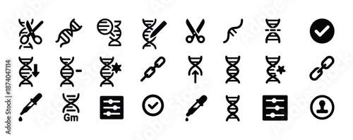 Dna icons and genetic symbols collection