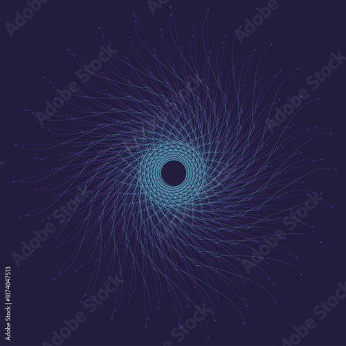 Abstract Digital Vortex Lines Futuristic Circular Network Background
