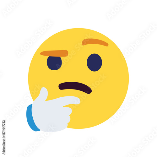 Thinking face think wondering questioning question why face emoji symbol sign icon vector illustration isolated flat