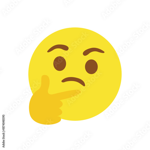 Thinking face think wondering questioning question why face emoji symbol sign icon vector illustration isolated flat