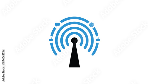 Blue Wi-Fi Signal Icon on White Background
