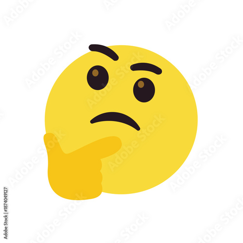 Thinking face think wondering questioning question why face emoji symbol sign icon vector illustration isolated flat
