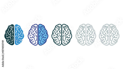 Illustration of brain hemispheres in various stages of coloring, showcasing cognitive function and neuroscience concepts