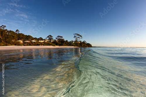 Εκτύπωση καμβά A small ocean wave curls towards the shoreline in crystal clear water at the idyllic Hyams Beach in Jervis Bay on the East Coast of NSW Australia