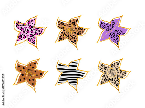 Illustration of various beautiful flowers on a white background.