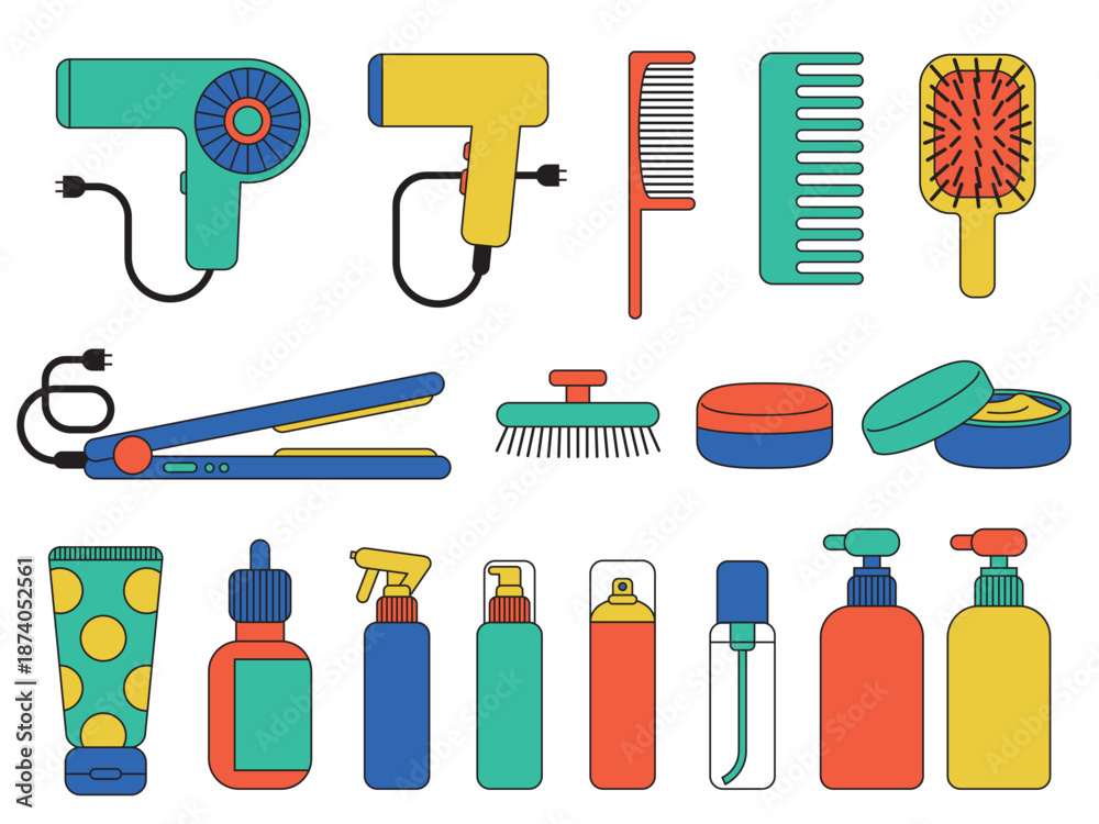 Naklejka premium ポップなヘアケア用品