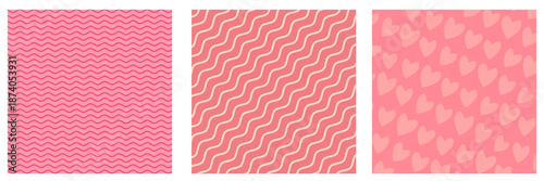 Pink Valentines day geometric background collection. Valentines day poster, social media post layout, quiz backdrop, square banner design template set