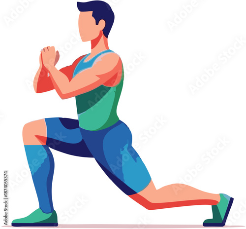 "Vector illustration of a person doing lunge exercise on a white background"