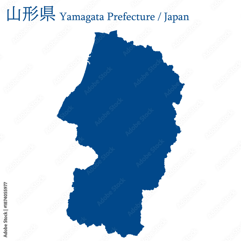 Obraz premium イラスト素材：日本地図 山形県ベクターイラストマップ