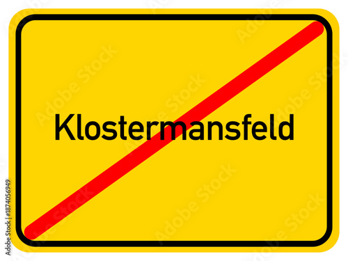 Illustration of a city exit sign for the city of Klostermansfeld