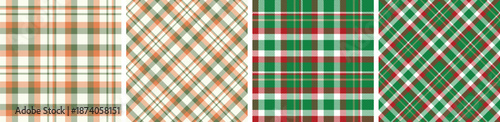 Christmas plaid and tartan pattern set.checkered fabric texture background.