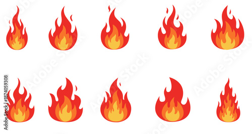 Vector illustration of fire set