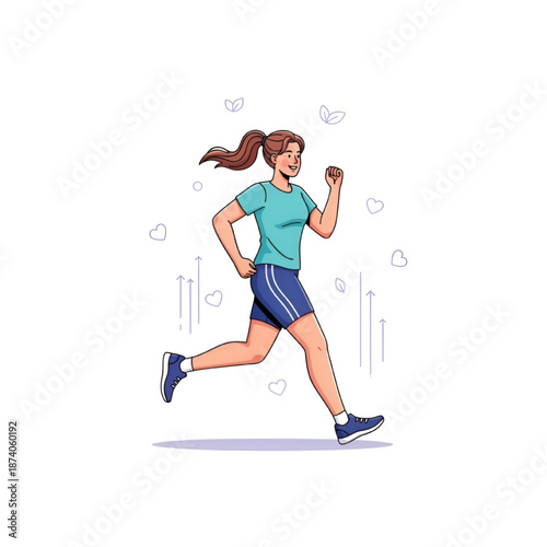 Young Woman Running with Confidence and Joy
