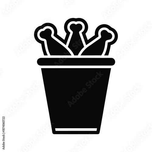 Bucket of Fried Chicken Drumsticks Vector Illustration