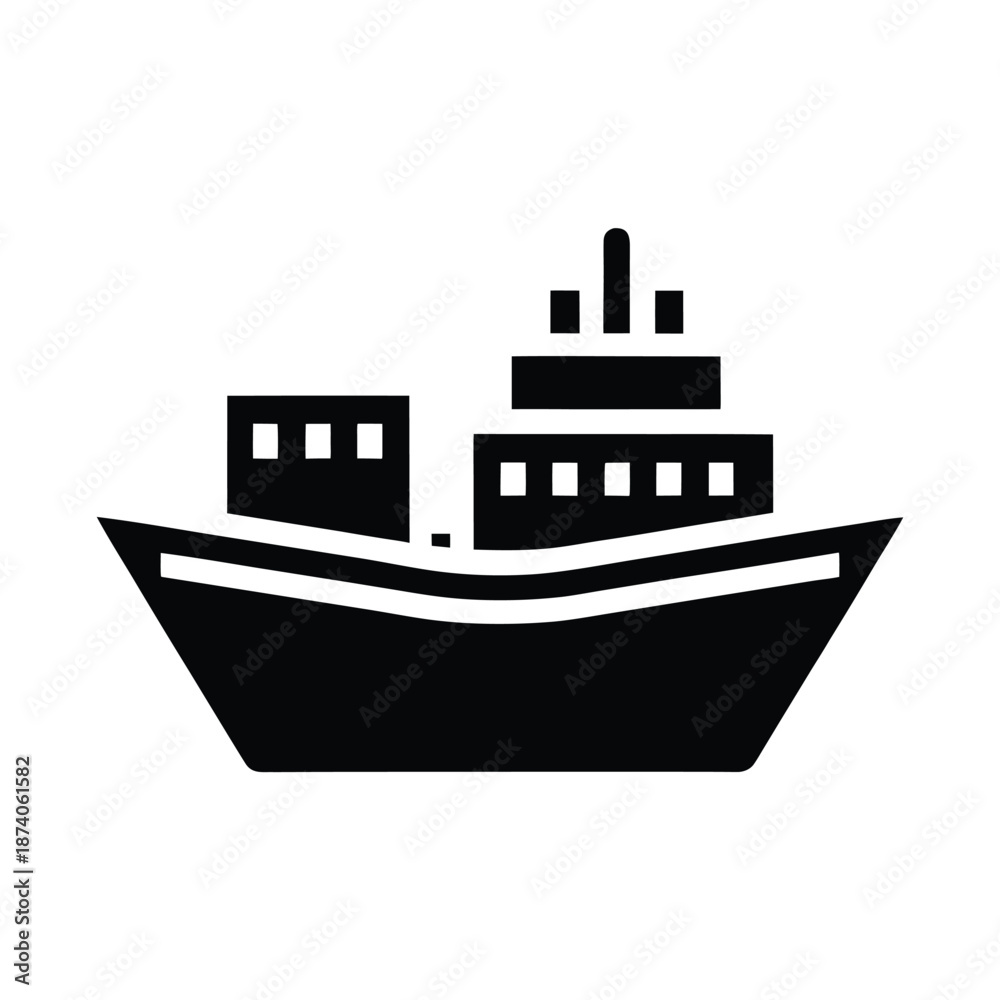 Fototapeta premium Ship or Cargo Vessel Vector Illustration