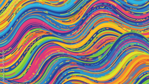 Vibrant flowing lines create an energetic and colorful abstract background design