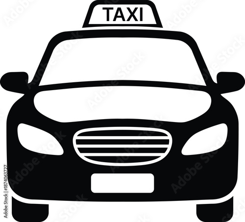 Black taxi cab with taxi sign on roof and white license plate vehicle transportation