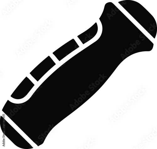 Black silhouette icon of a handheld electric razor or grooming device for personal care