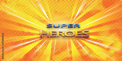 Super hero. Text effect design in modern look, bright yellow red color
