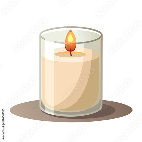 Warm candlelight in a cozy glass holder for relaxation and ambiance