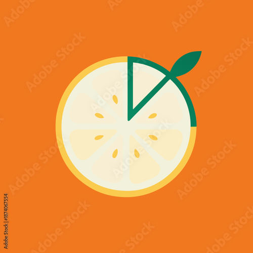 Vibrant orange background with stylized lemon slice illustration