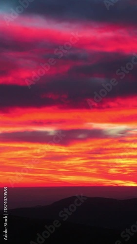 Sunrise over the Balkan mountains from Botev peak