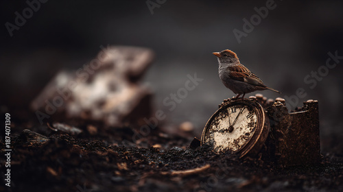 old watch on wooden table with natural brown tones