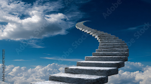 stairway reaching into the sky through clouds