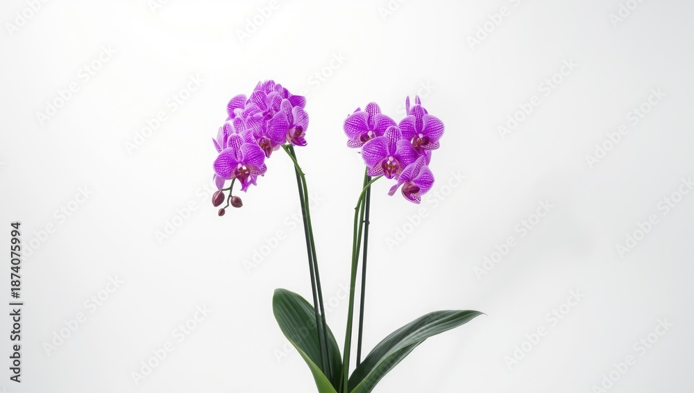 Obraz premium Vivid purple orchid flowers arranged as a centerpiece, highlighting floral aesthetics for home decor, World Orchid Day