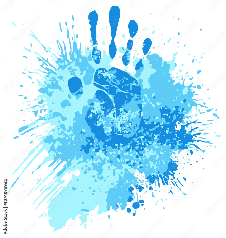 Obraz premium Blue Paint Handprint Splash