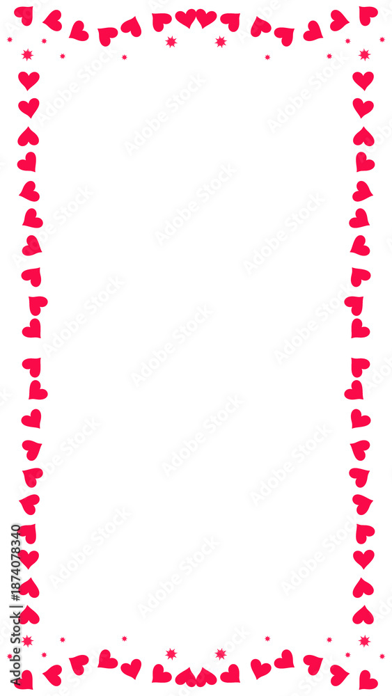 Fototapeta premium Pink heart frame with tiny stars isolated on transparent background PNG