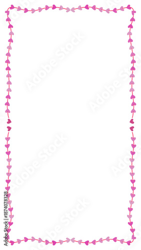 Pink Heart Garland Wavy Border Isolated on Transparent Background