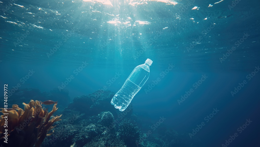 Obraz premium Marine environment impacted by plastic debris, marine conservation focus