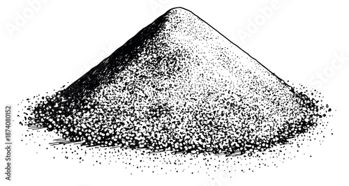 Hand drawn line art illustration of a powder pile depicting a heap for various concepts