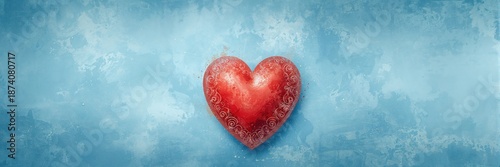 Blue painted heart on a solid background used as a UI backdrop for emotional messaging or layout design © The 2R Artificiality