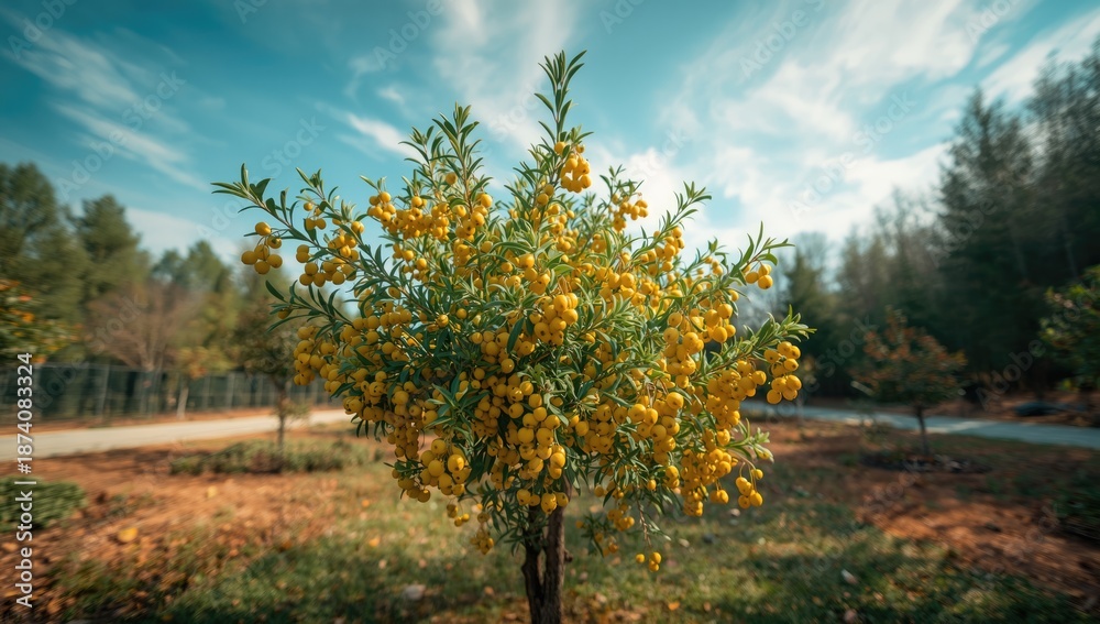Fototapeta premium Berberis vulgaris plant bearing edible berries, cultivated for their acidic flavor, Earth Day