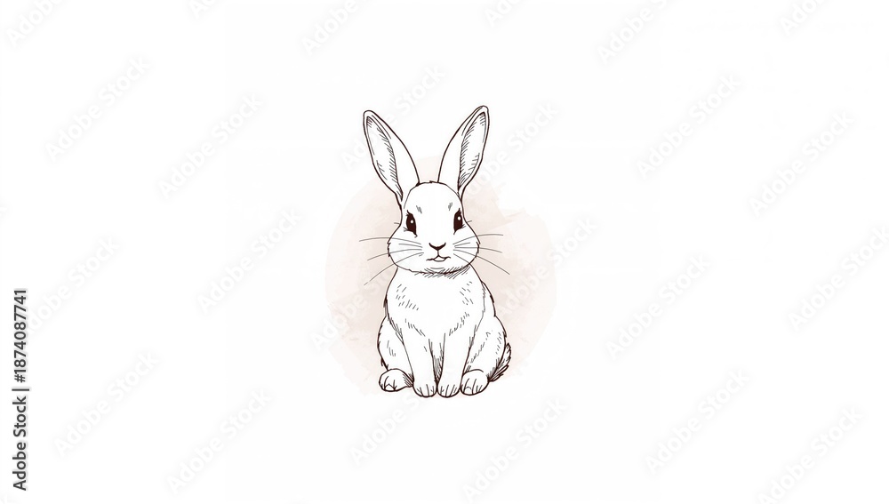 Obraz premium Sketch of a rabbit in line art style, suitable for children's activity sheets